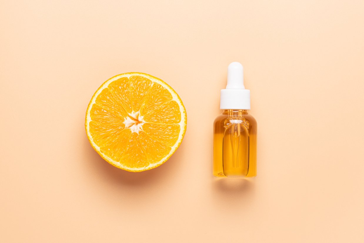 Cosmetic serum, orange vitamin C extract